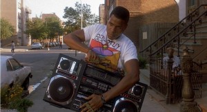 From Do the right think (Spike Lee, 1989)- Radio Raheem with is ghetto blaster